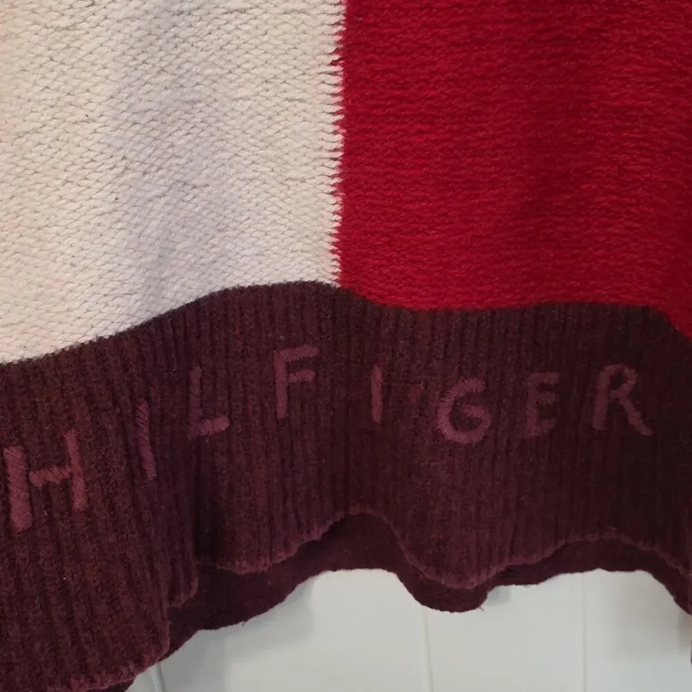Tommy Hilfiger Burgundy and Red Turtleneck Wool Sweater Womens XS